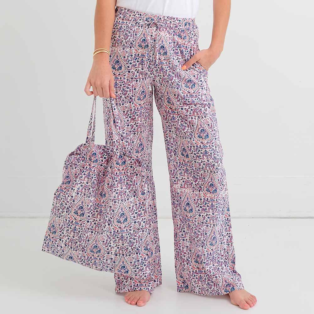 Naanle Womens Pajama Pants Ethnic Ornament Paisley Large