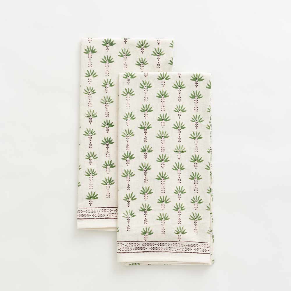 Palm Tree Dot Brown Oven Mitt Set