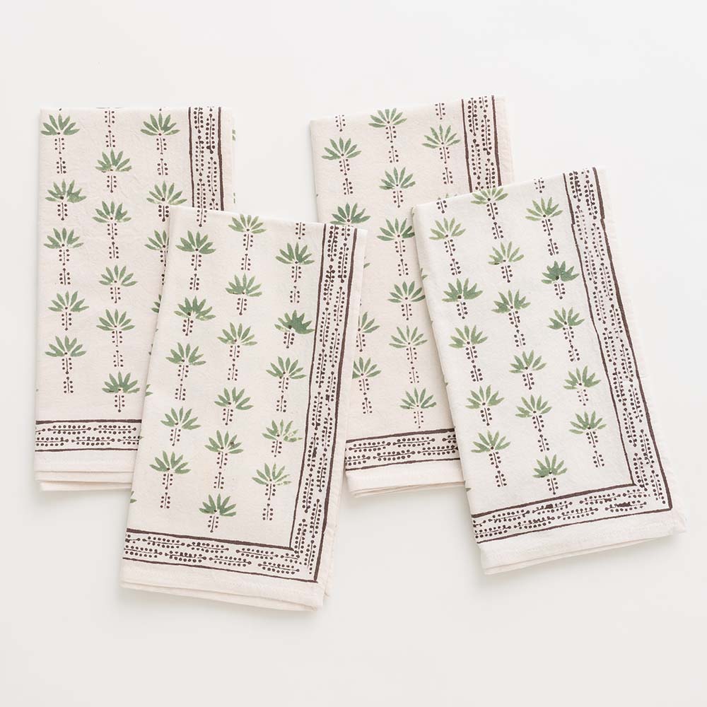 Palm Tree Dot Brown Oven Mitt Set