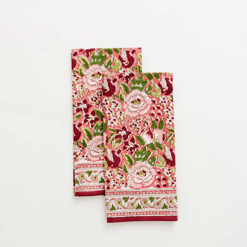 Bohemian Floral Turquoise Tea Towel