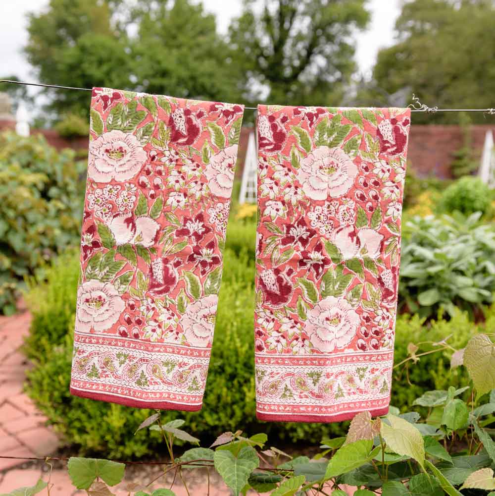 Bohemian Floral Turquoise Tea Towel