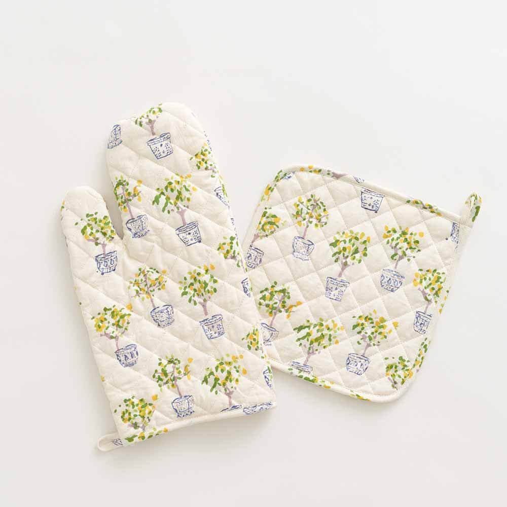 2pc Cotton Printed Lemon Oven Mitt and Pot Holder Set - Threshold™