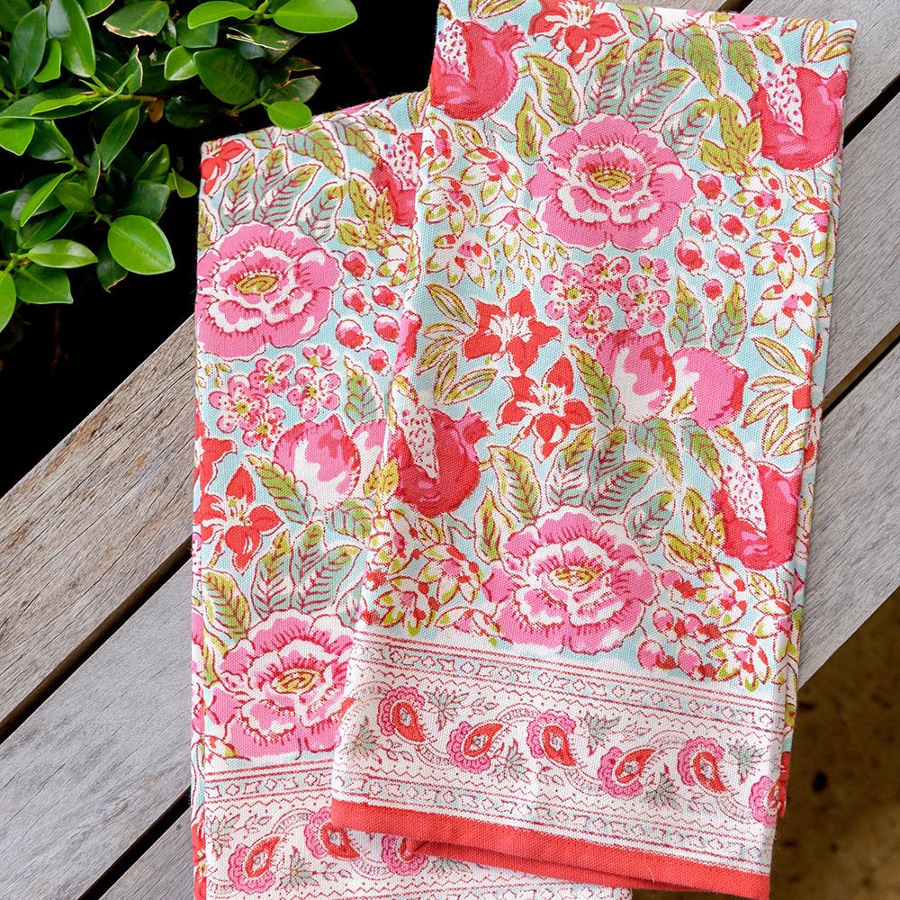 Embroidered tea towels cute bicycle and flowers