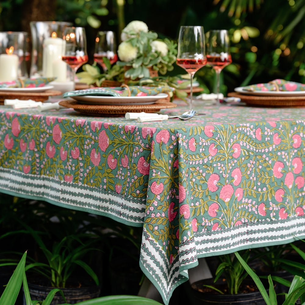 Bohemian Floral Moss & Mauve Table Runner