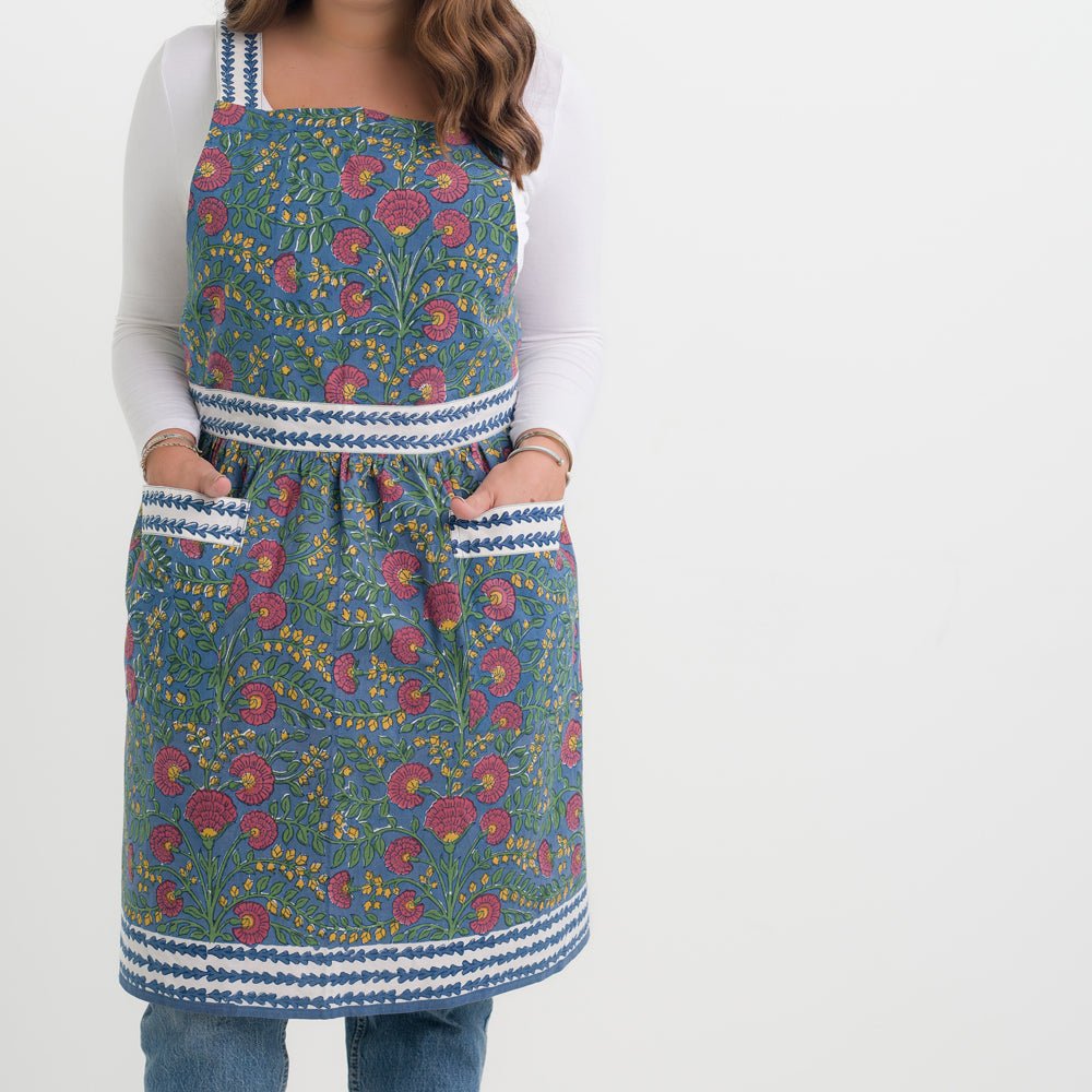 Bohemian Floral Moss & Mauve Apron