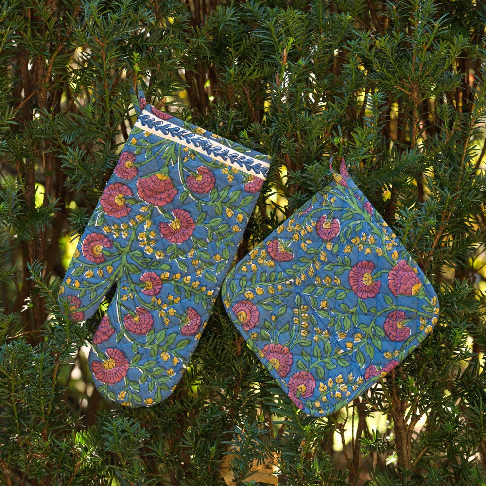 Boho Sunflowers Butterfly Oven Mitts Pot Holders Matching 