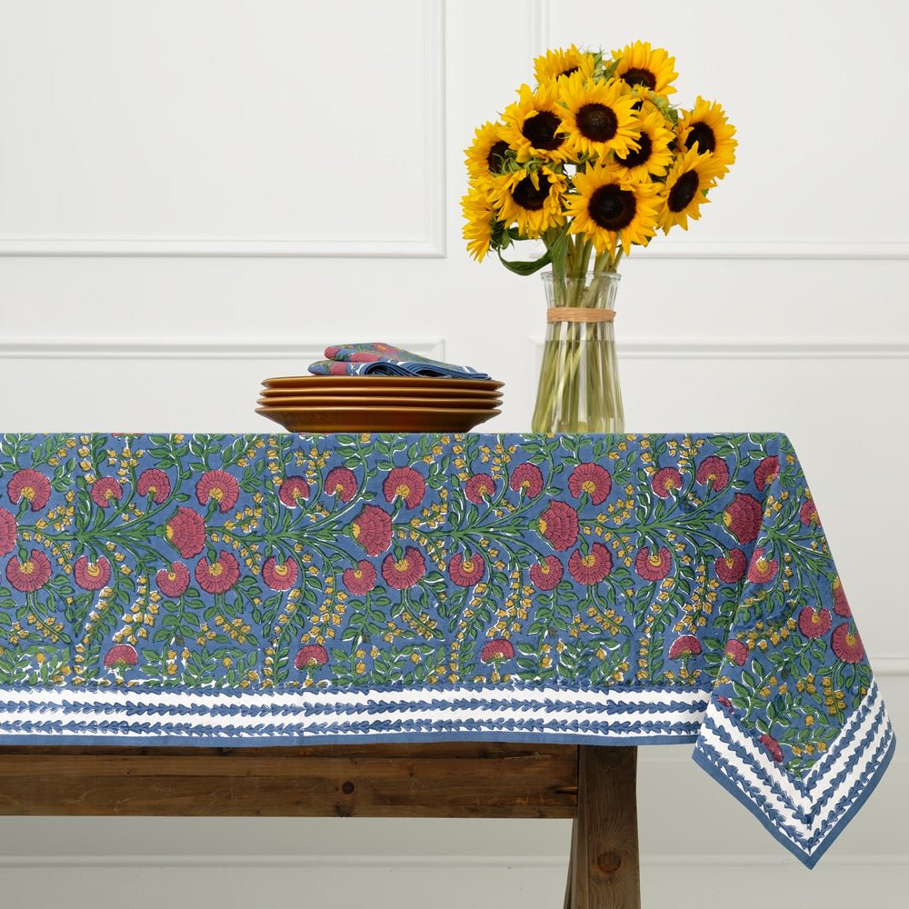 Bohemian Floral Turquoise Tea Towel