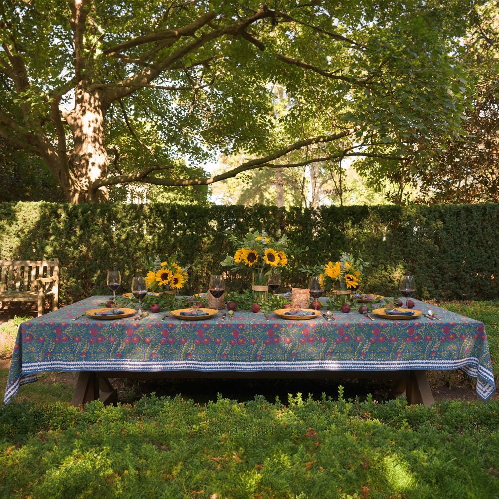 Bohemian Floral Turquoise Tea Towel