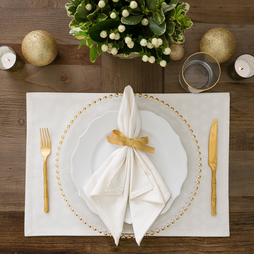 India Hicks Home Gold Stars White Linen Napkin | Set of 4