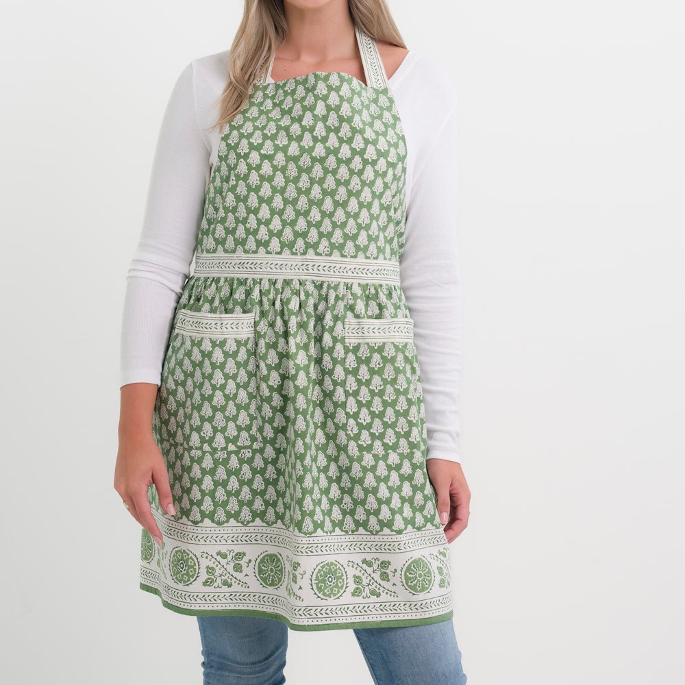 Bohemian Floral Moss & Mauve Apron