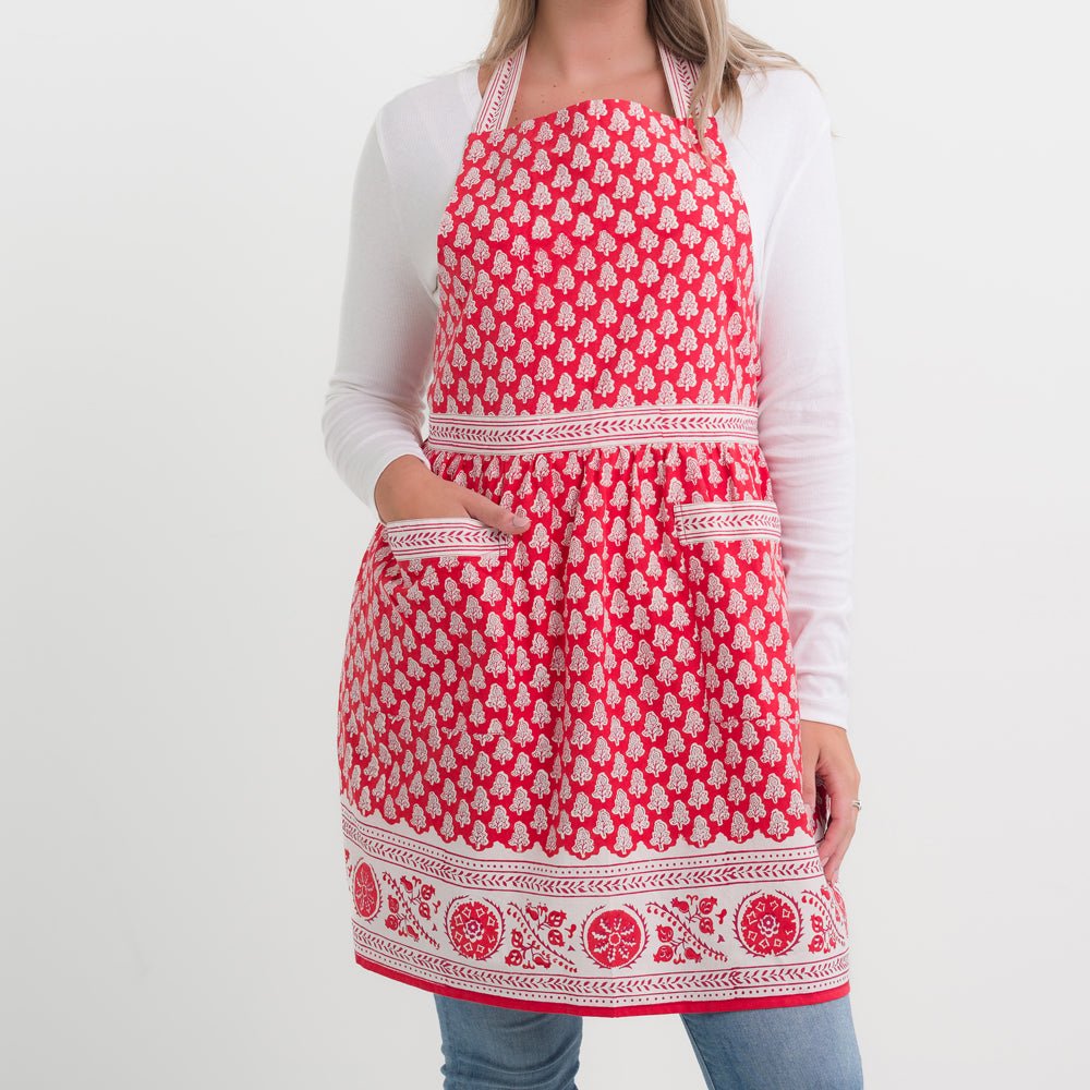 Bohemian Floral Moss & Mauve Apron