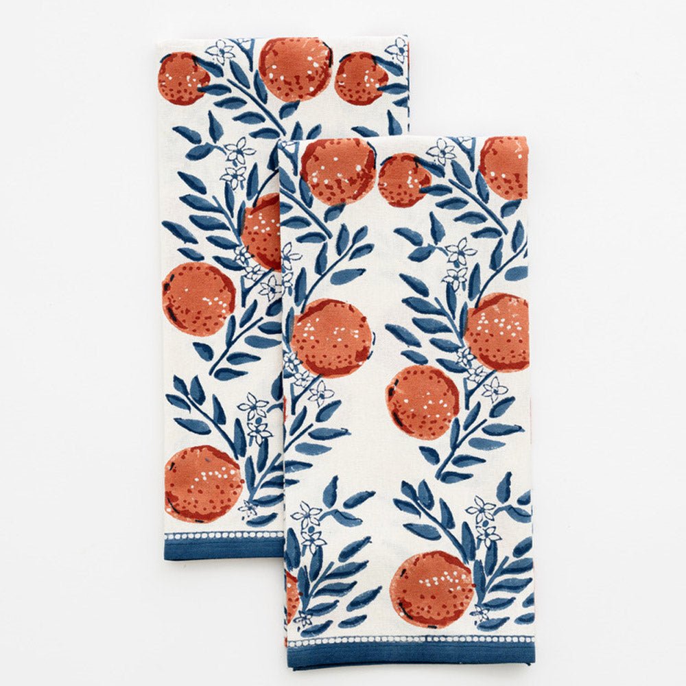 Orange and Navy Blue Geometric Arches Design Tea Towel, Dish Towel, Kitchen  Towel 