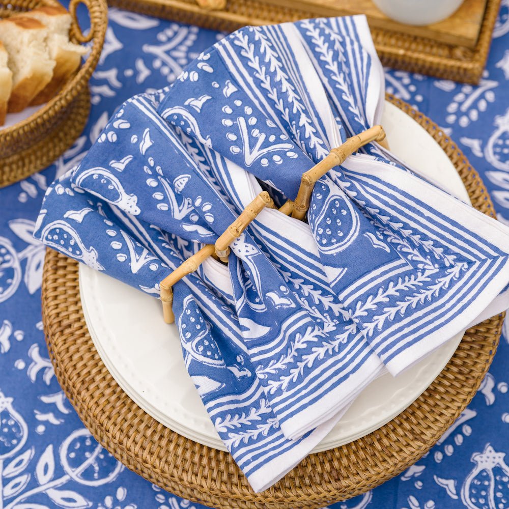 Pomegranate Tapestry Blue Oven Mitt Set