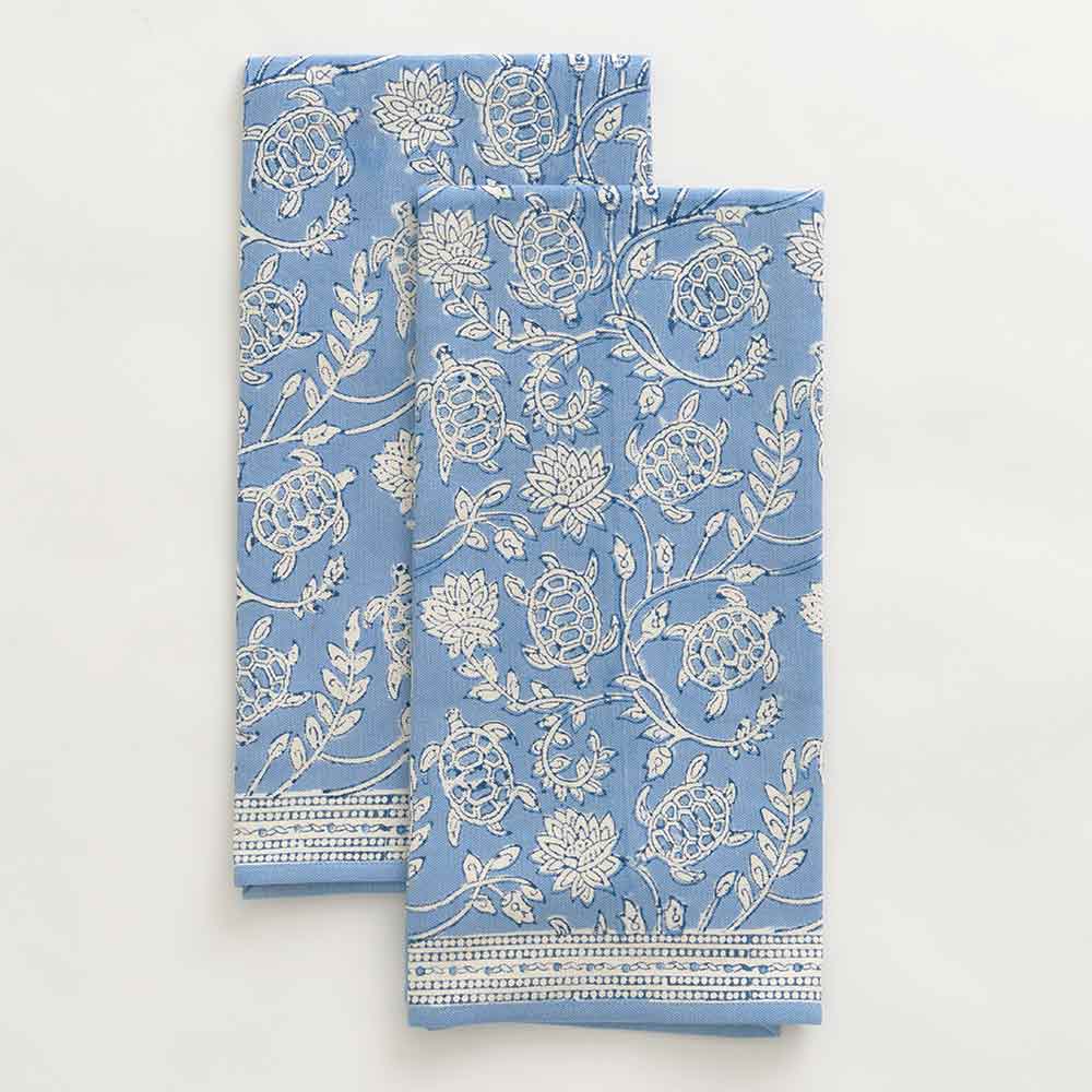 Pack of 2 Blue Daisy Patch Tea Towels