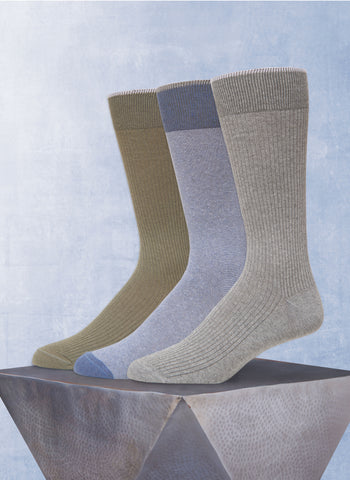 3 PACK RECYCLED COTTON SOCK IN OLIVEv