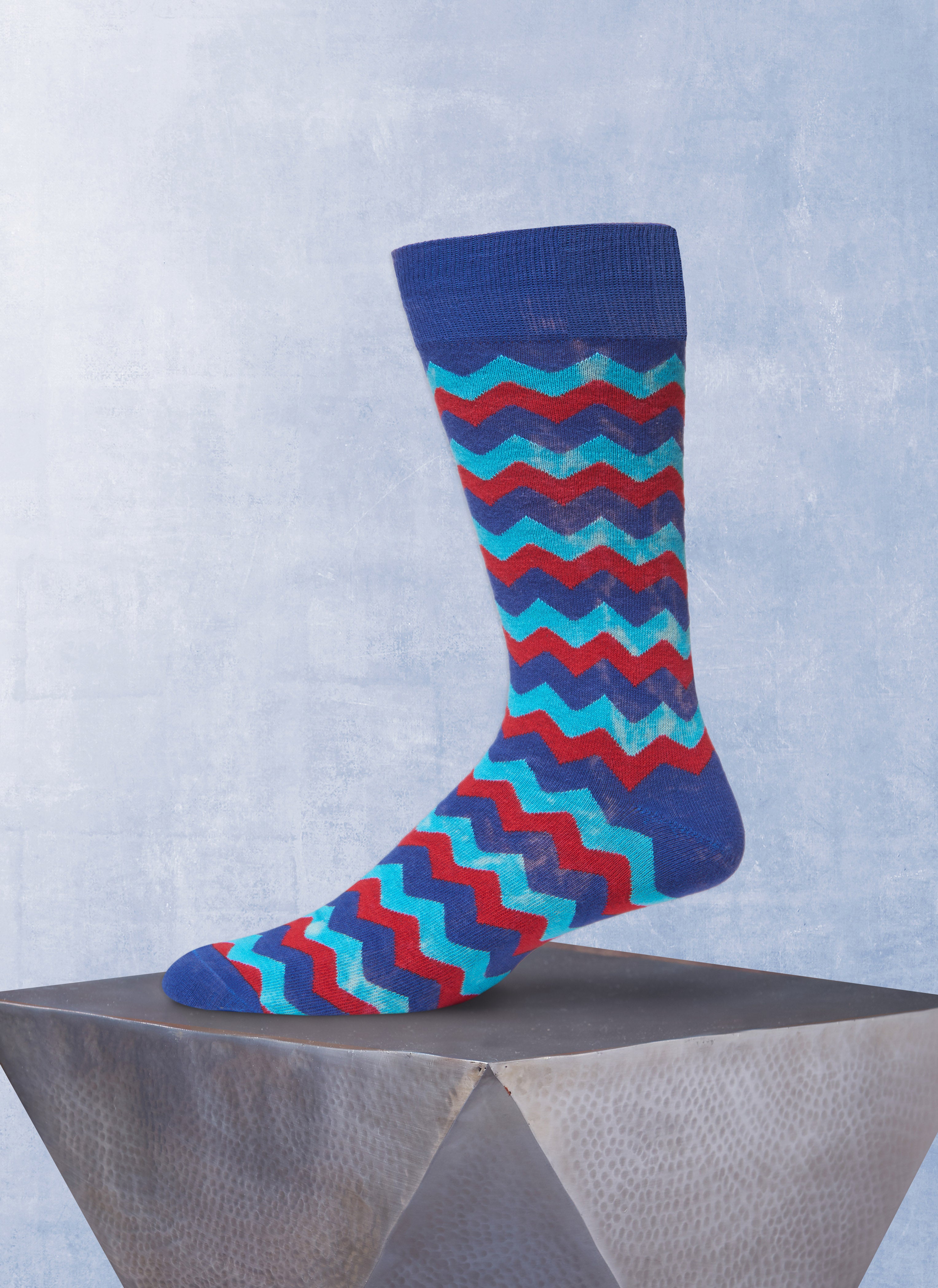 Stonewashed ZigZag Sock in Blue