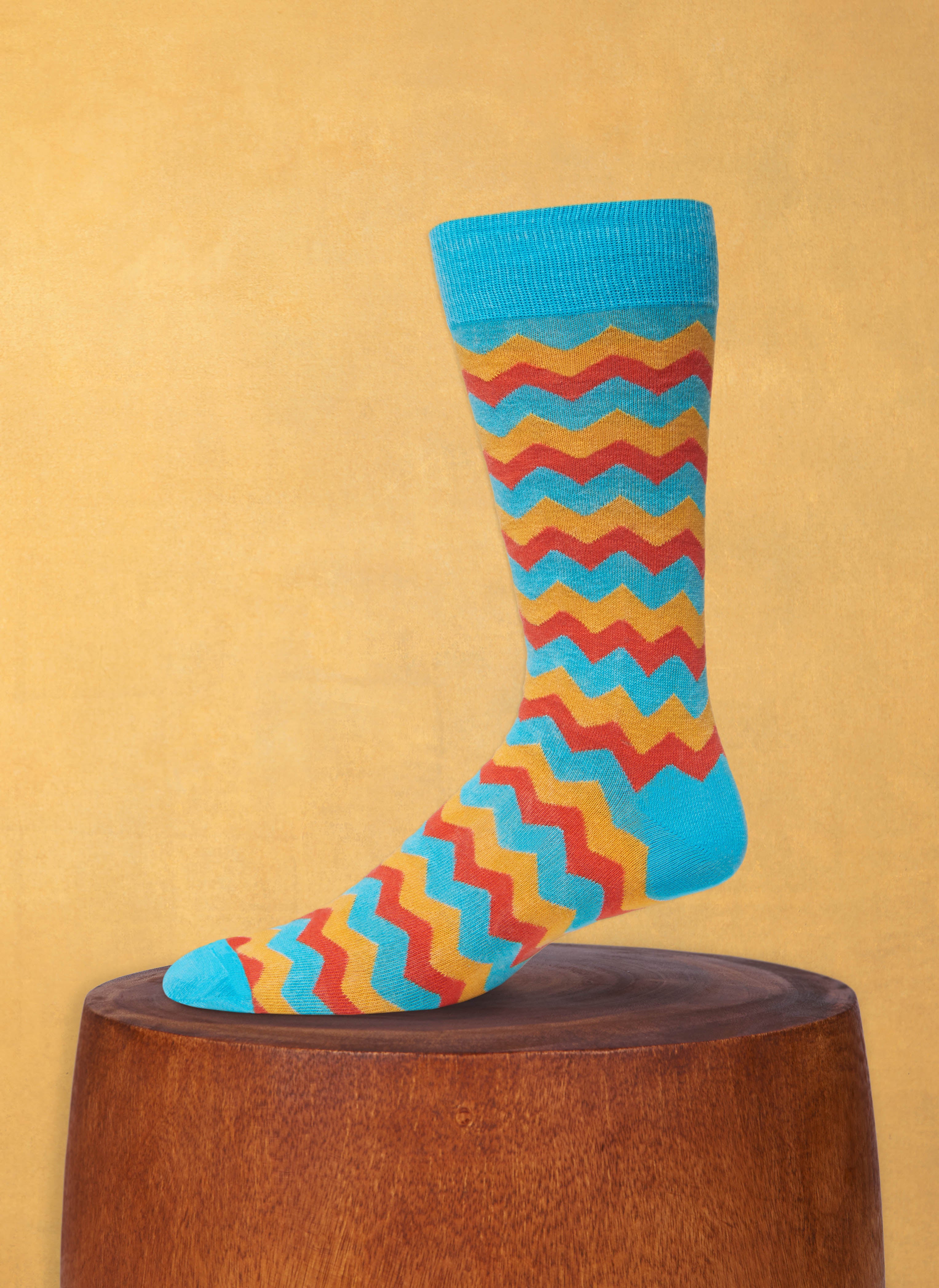 Stonewashed ZigZag Sock in Turquoise