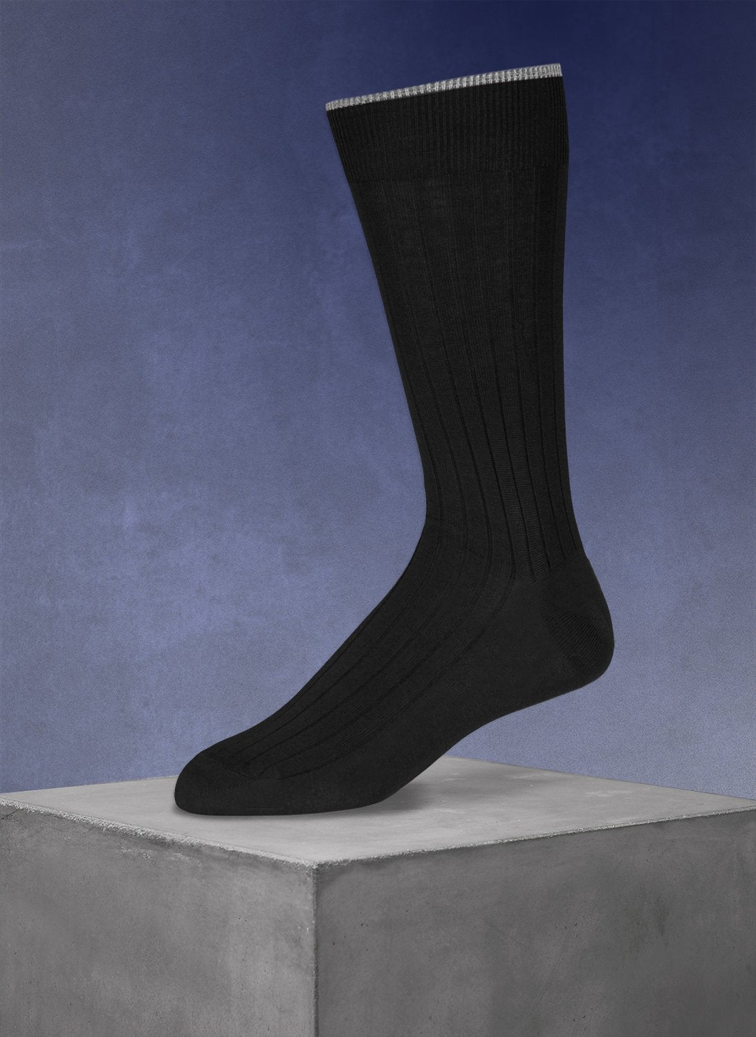 LEVANTI UOMO Mens Model Blend Solid Black Crew Socks - 1 Pair In A Pack  LV-104