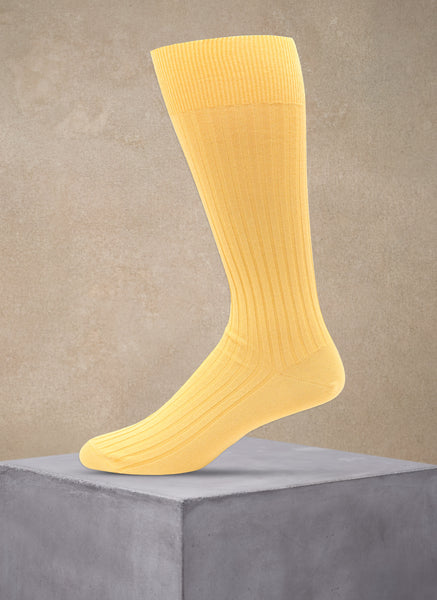 Short Ribbed Egyptian Cotton Sock in Yellow – Lorenzo Uomo