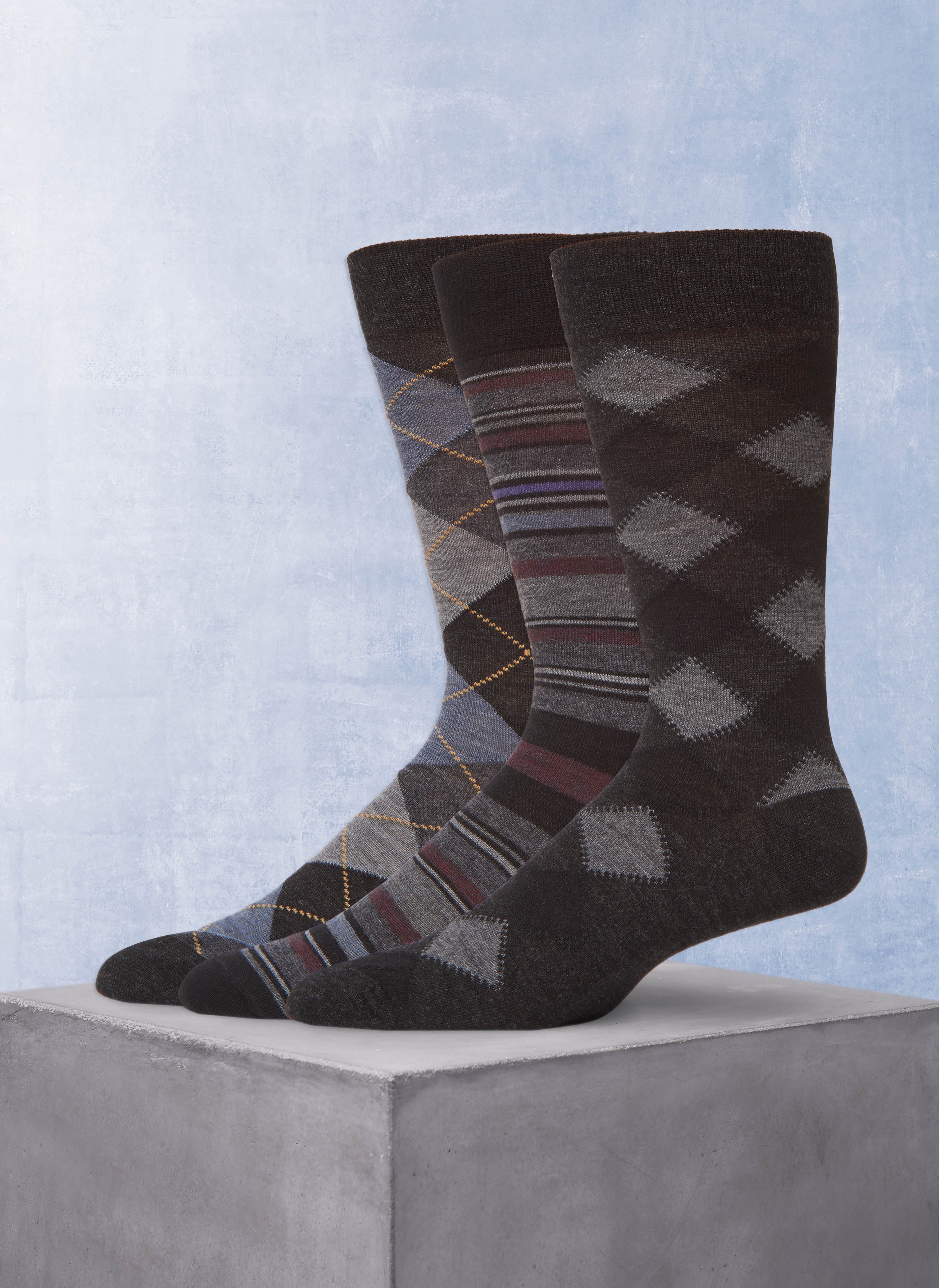 3 Pack Merino Wool Fashion Socks in Black