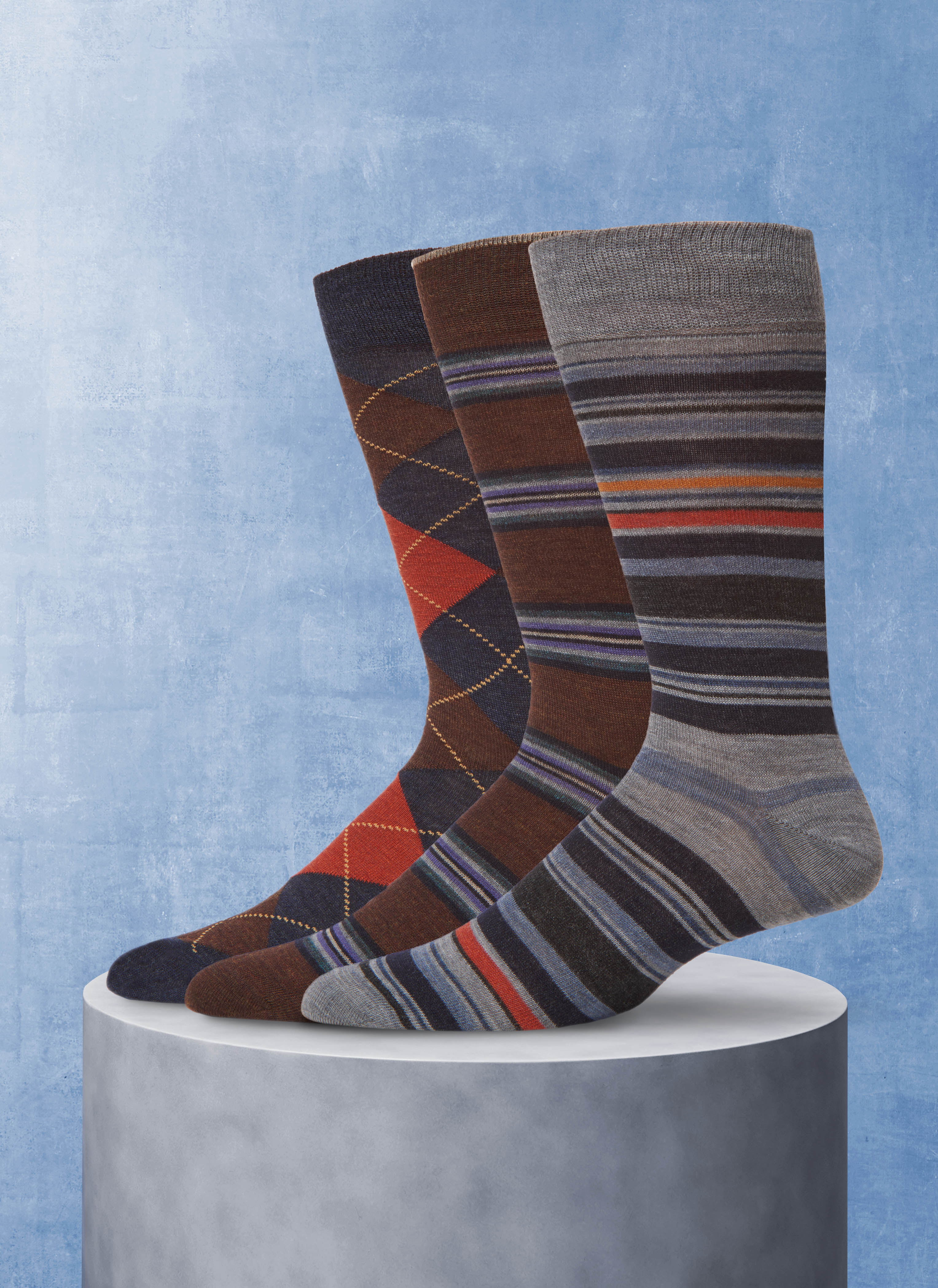 3 Pack Merino Wool Fashion Socks in Assorted