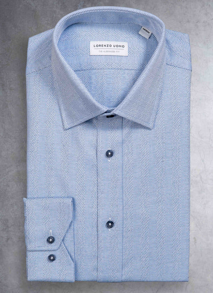 Alexander in Chevron Blue Shirt – Lorenzo Uomo