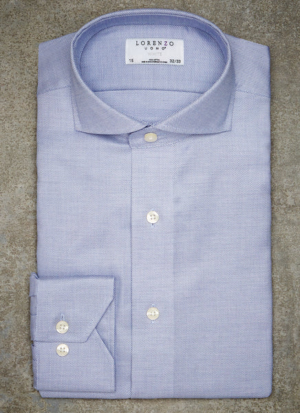 Liam in Textured Blue Shirt – Lorenzo Uomo