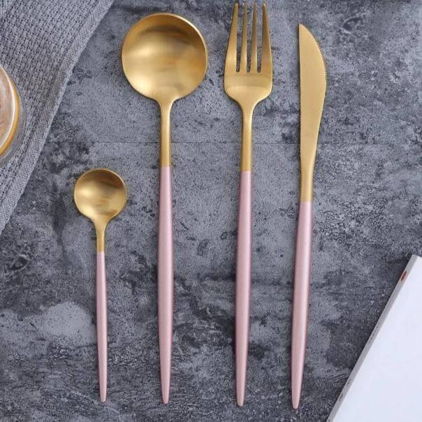 Rose Gold Kitchenware Utensils Flatware 24 piece Set