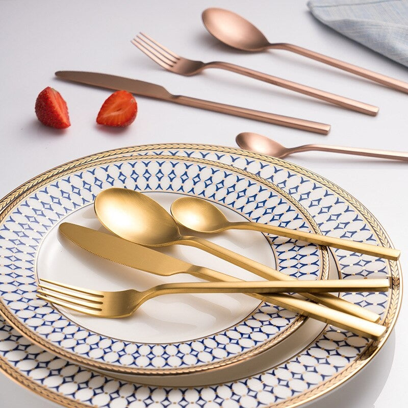 Arya White Gold Flatware – DECORATIQ