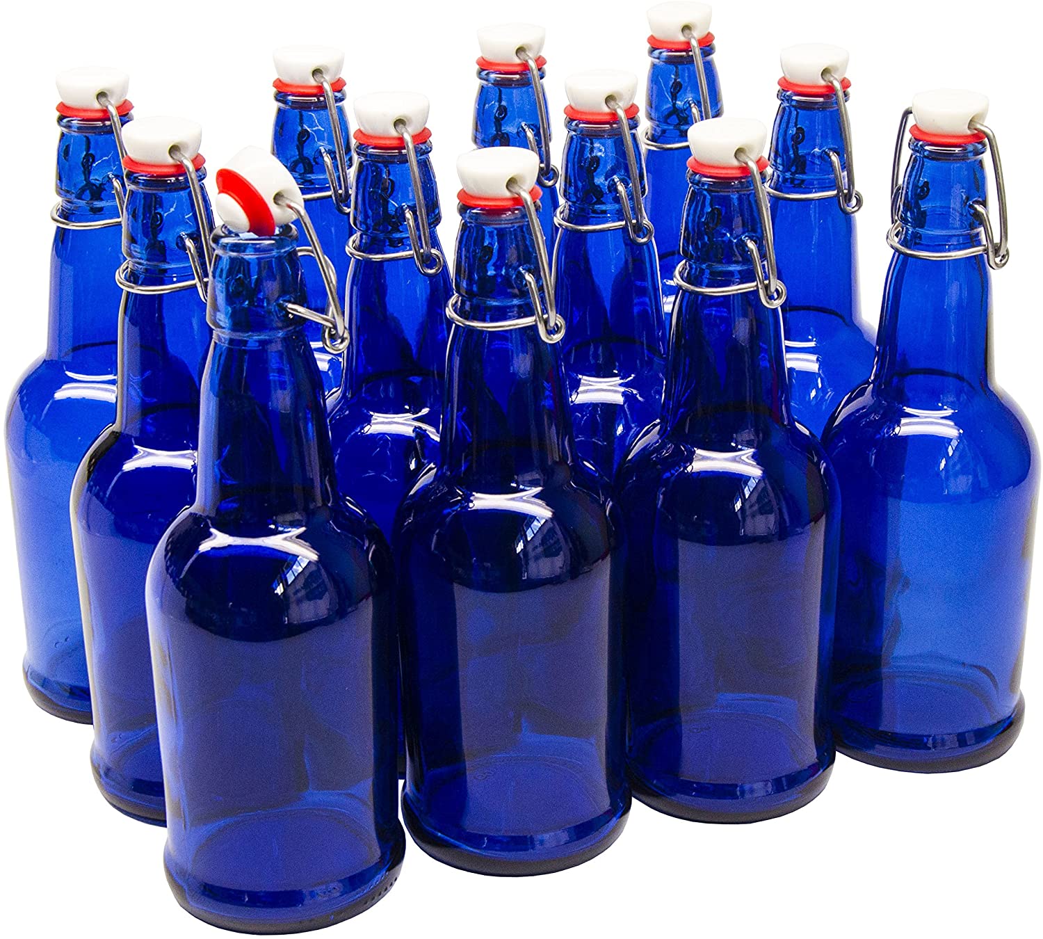 12 PACK 32 oz. Swing Top Cobalt Blue Bottles for Homebrew, Kombucha, W