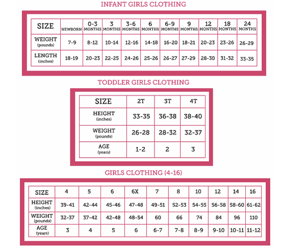 Mae Li Rose Size Chart - Little Trendsetter