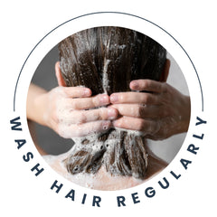 Wash hair regularly but not too frequently