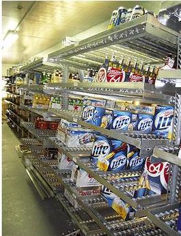 Gravity Feed Shelf Rack For Beer Caves & Walk-In Coolers