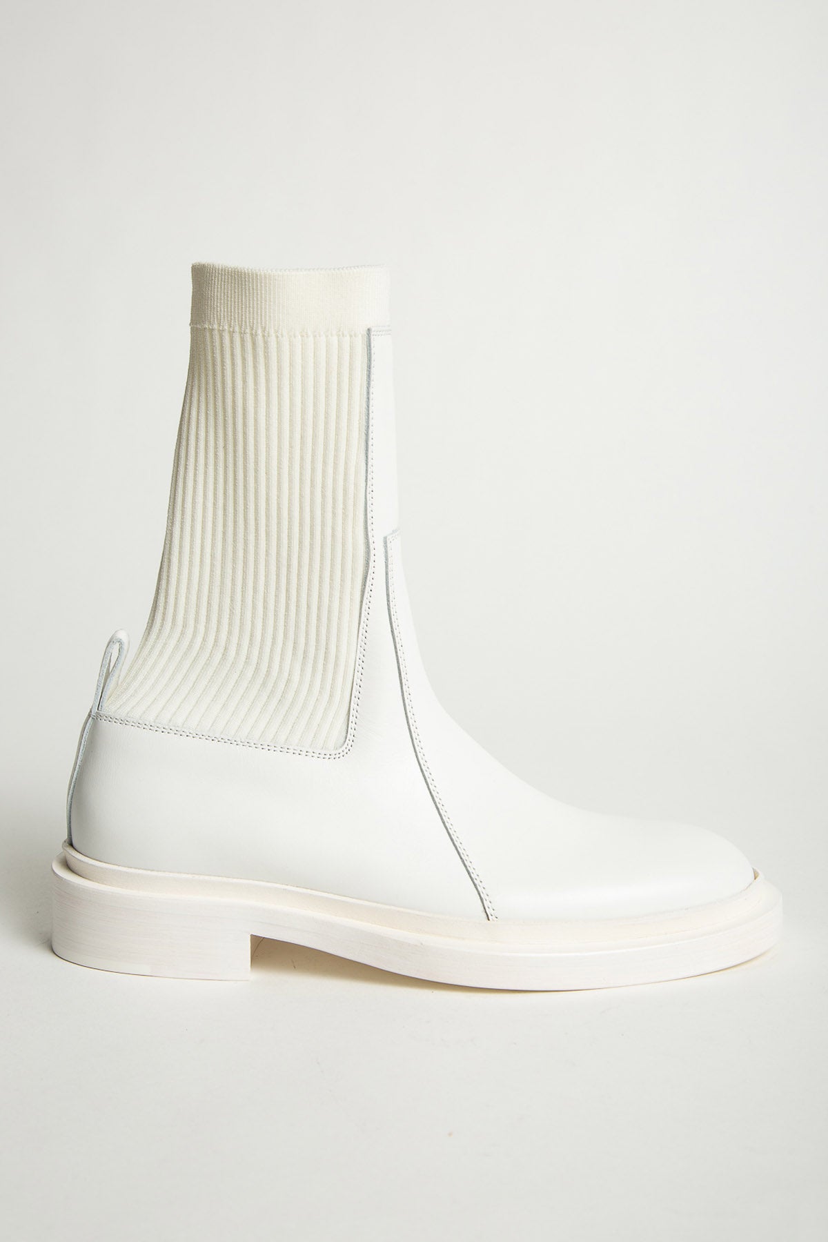 JIL SANDER | ELASTIC ANKLE WHITE LEATHER BOOTS