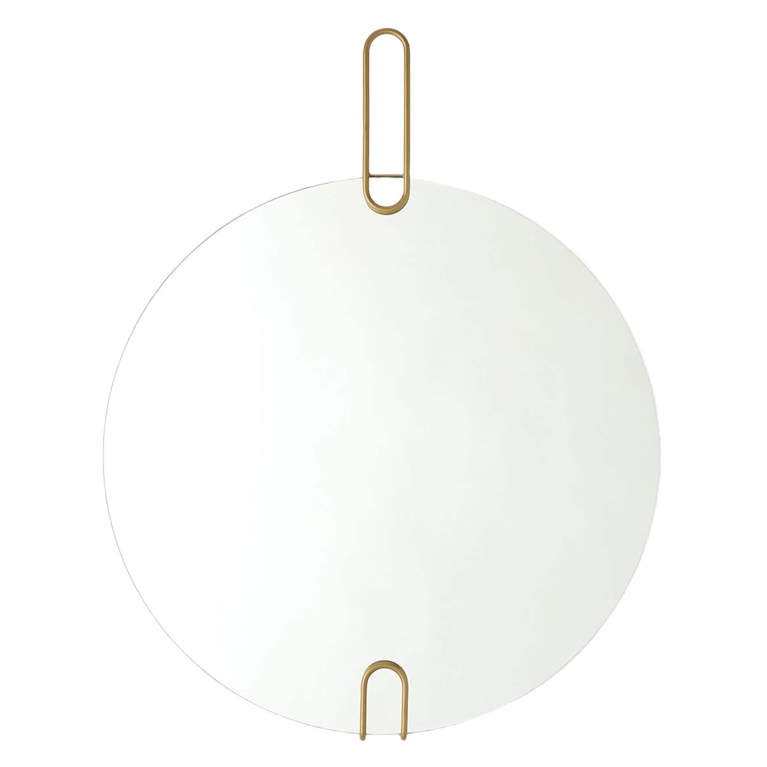 Image of Contemporary Round Mirror with Gold Accents