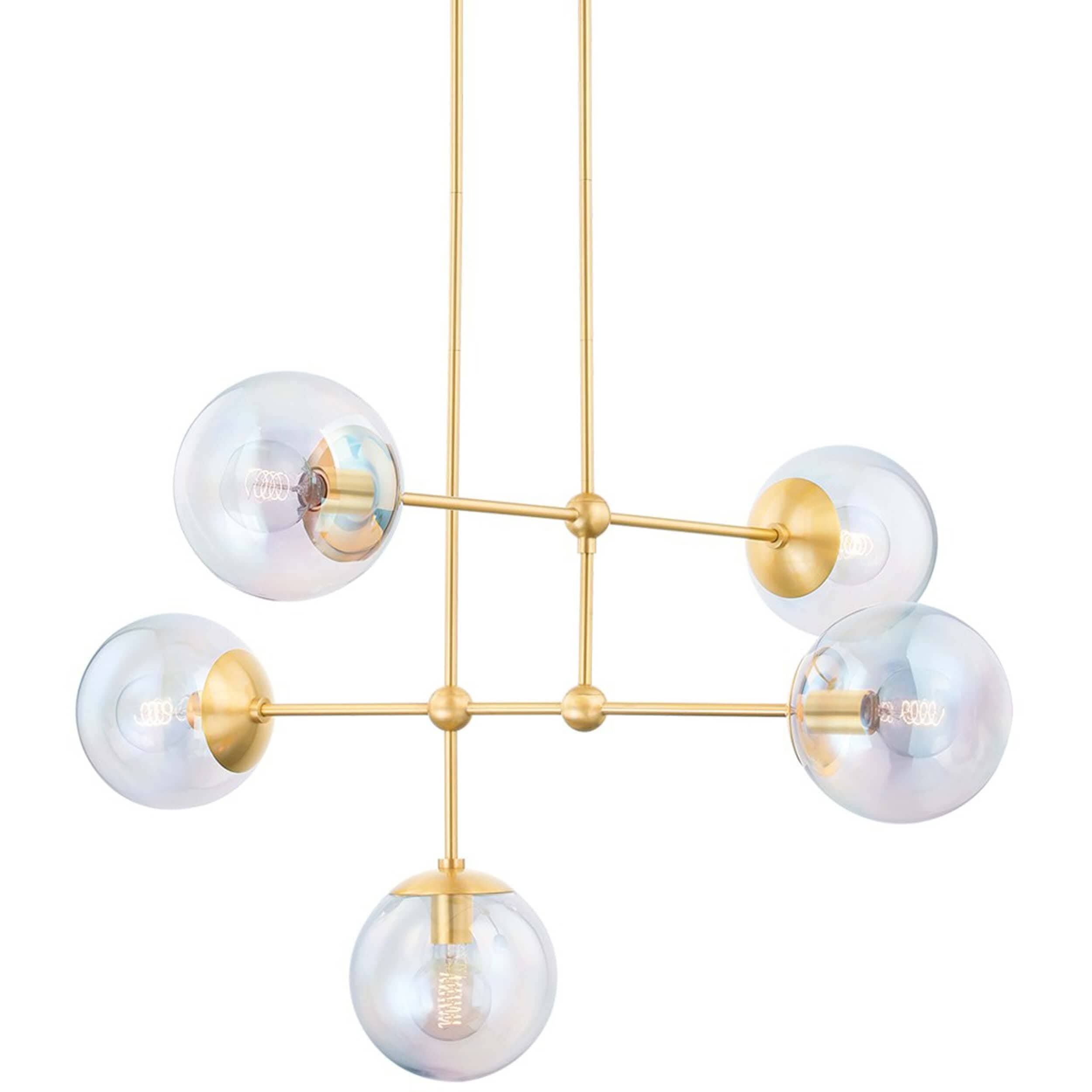 Image of Ophelia 5 Light Chandelier, Aged Brass