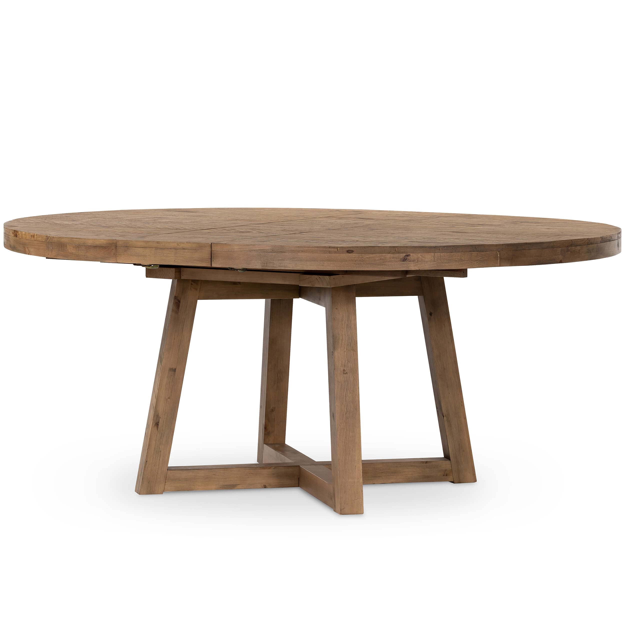 Image of Eberwin Round Extension Dining Table, Rustic Natural