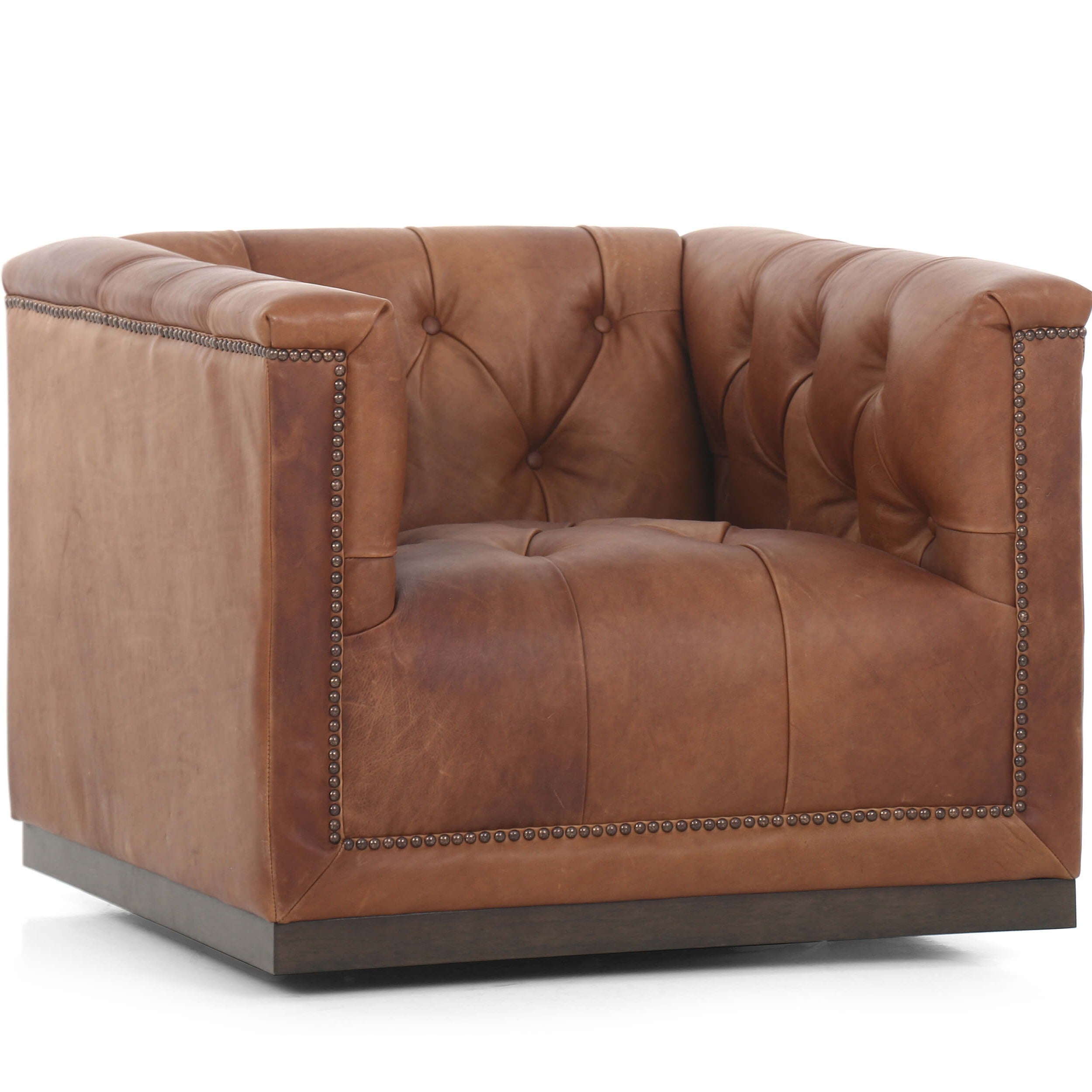 Image of Maxx Leather Swivel Chair, Heirloom Sienna