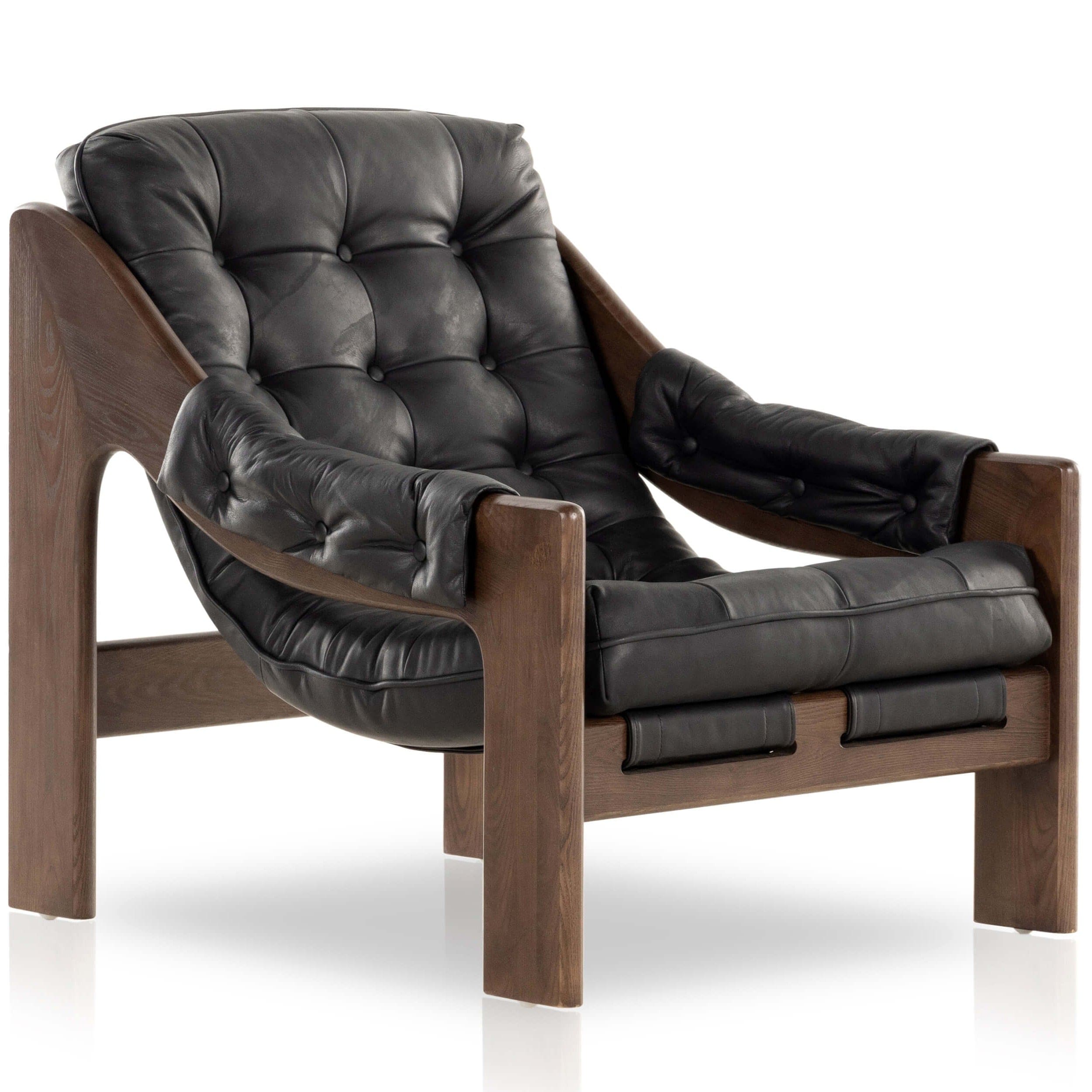 Image of Halston Leather Chair, Heirloom Black