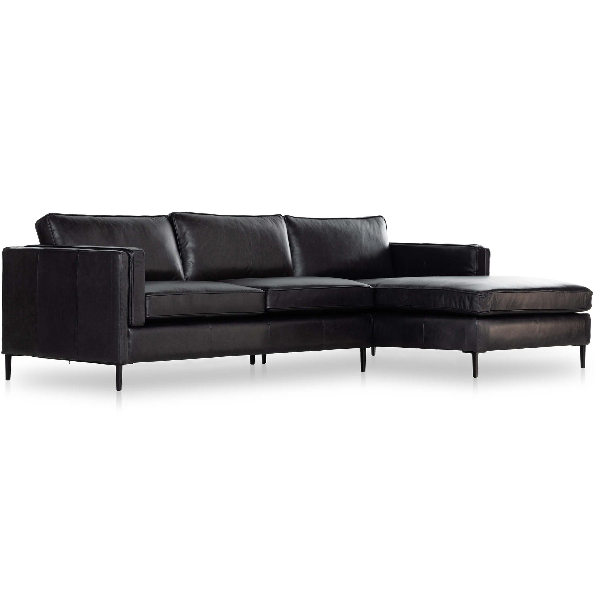 Image of Emery 2 Piece RAF Leather Sectional, Sonoma Black