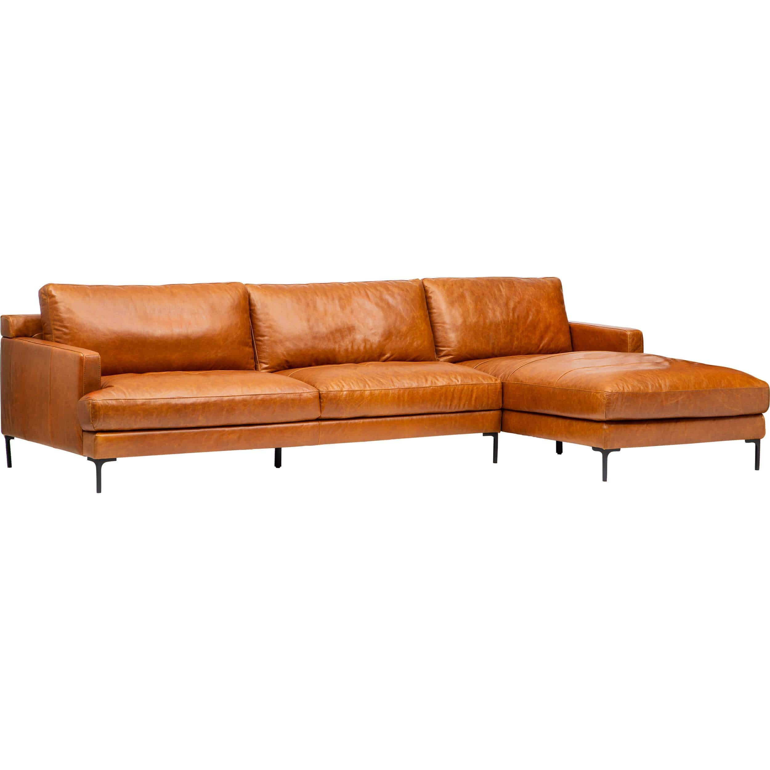 Image of Ansel Leather Sectional, Oil Buffalo Camel