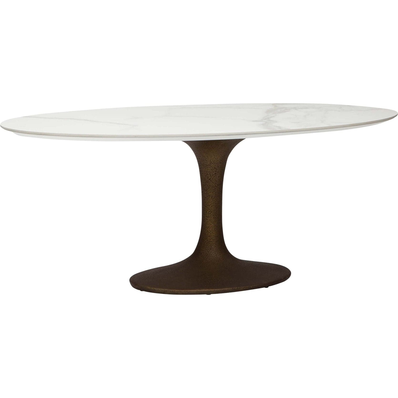 Image of Arielle Dining Table, White Top/Brass Base