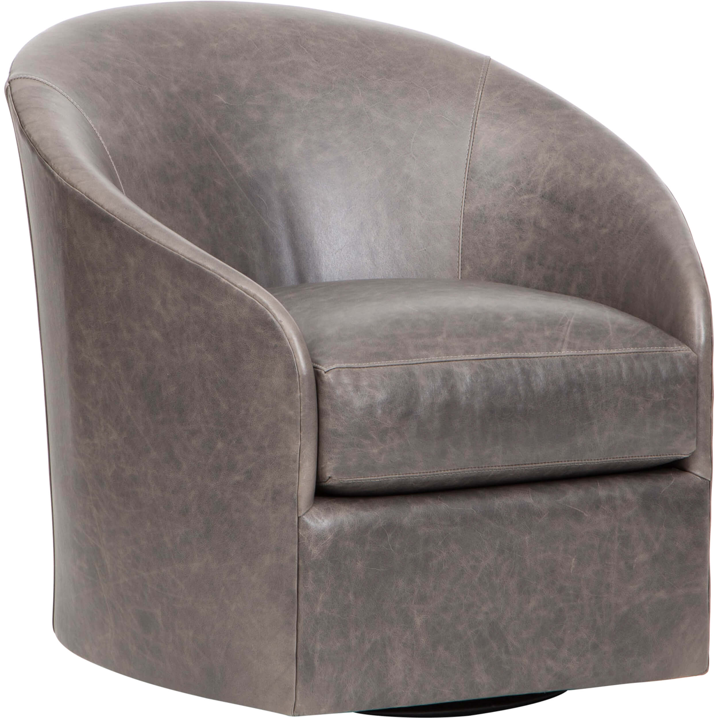 Image of Arlo Leather Swivel Chair, Laguna Dove