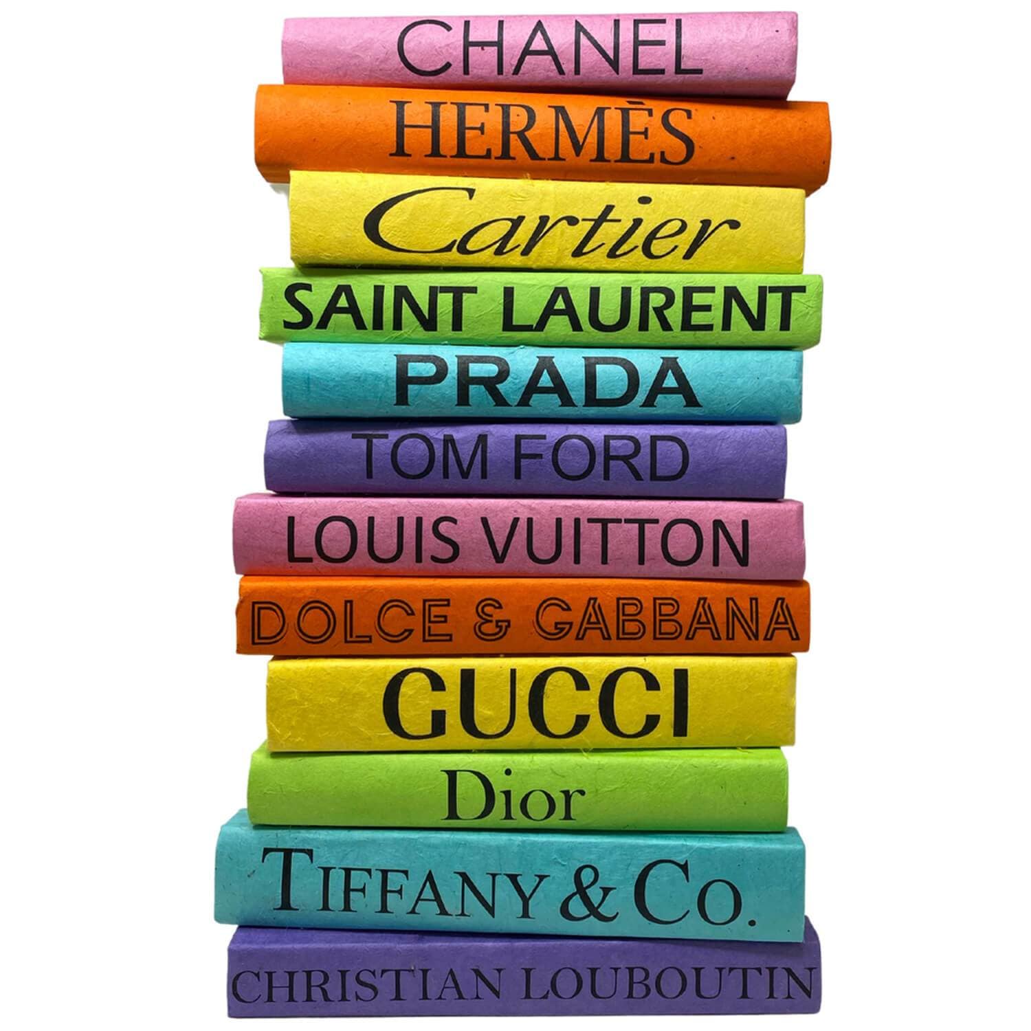 Image of Fashion Stack of Books, Classic Designers, Rainbow