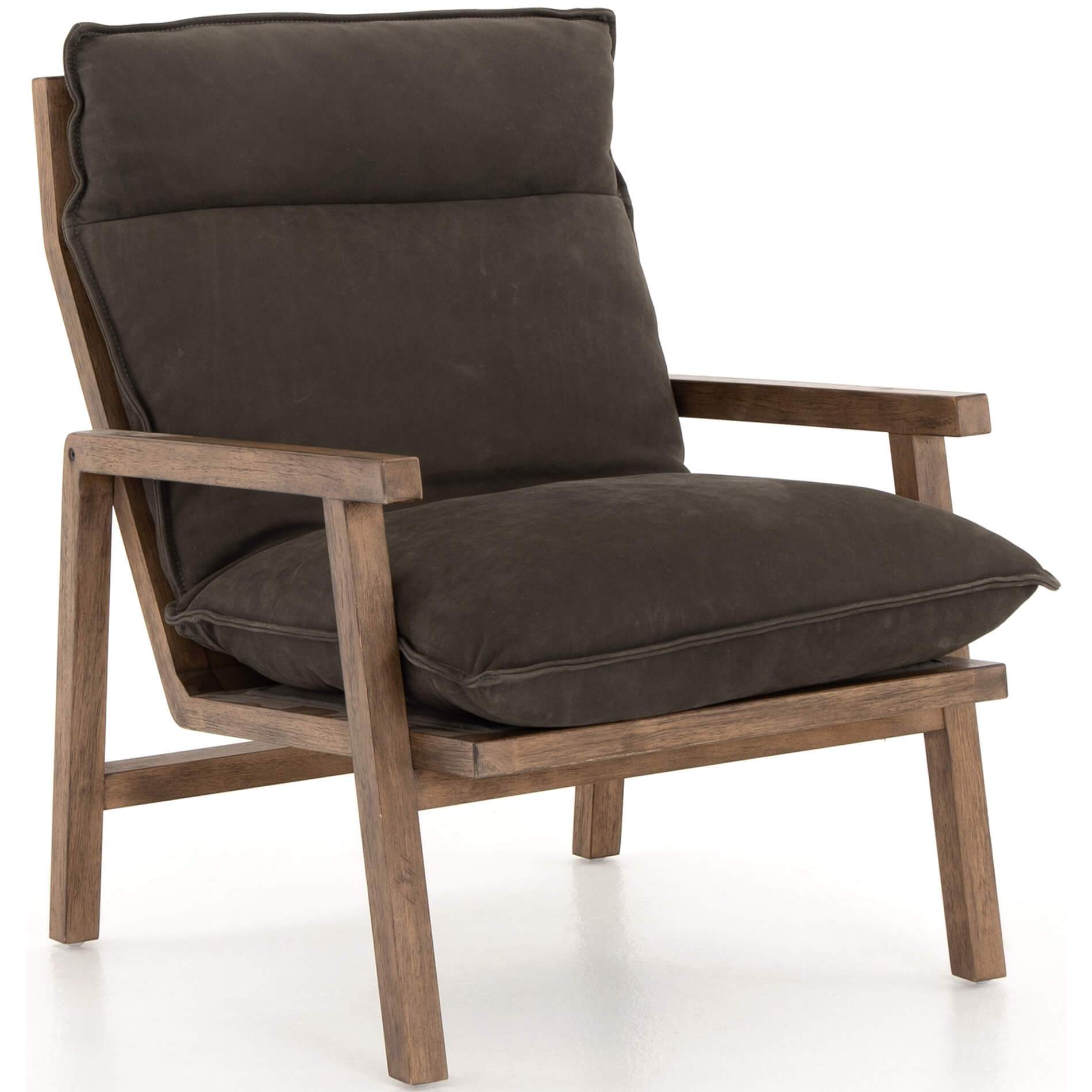 Orion Leather Chair, Nubuck Charcoal - High Fashion Home