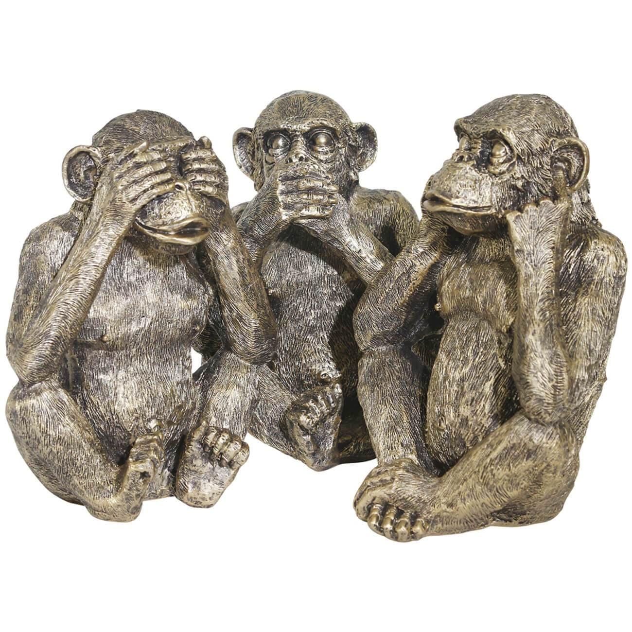 See No Hear No Speak No Evil Monkeys Gold Set Of 3 High Fashion Home