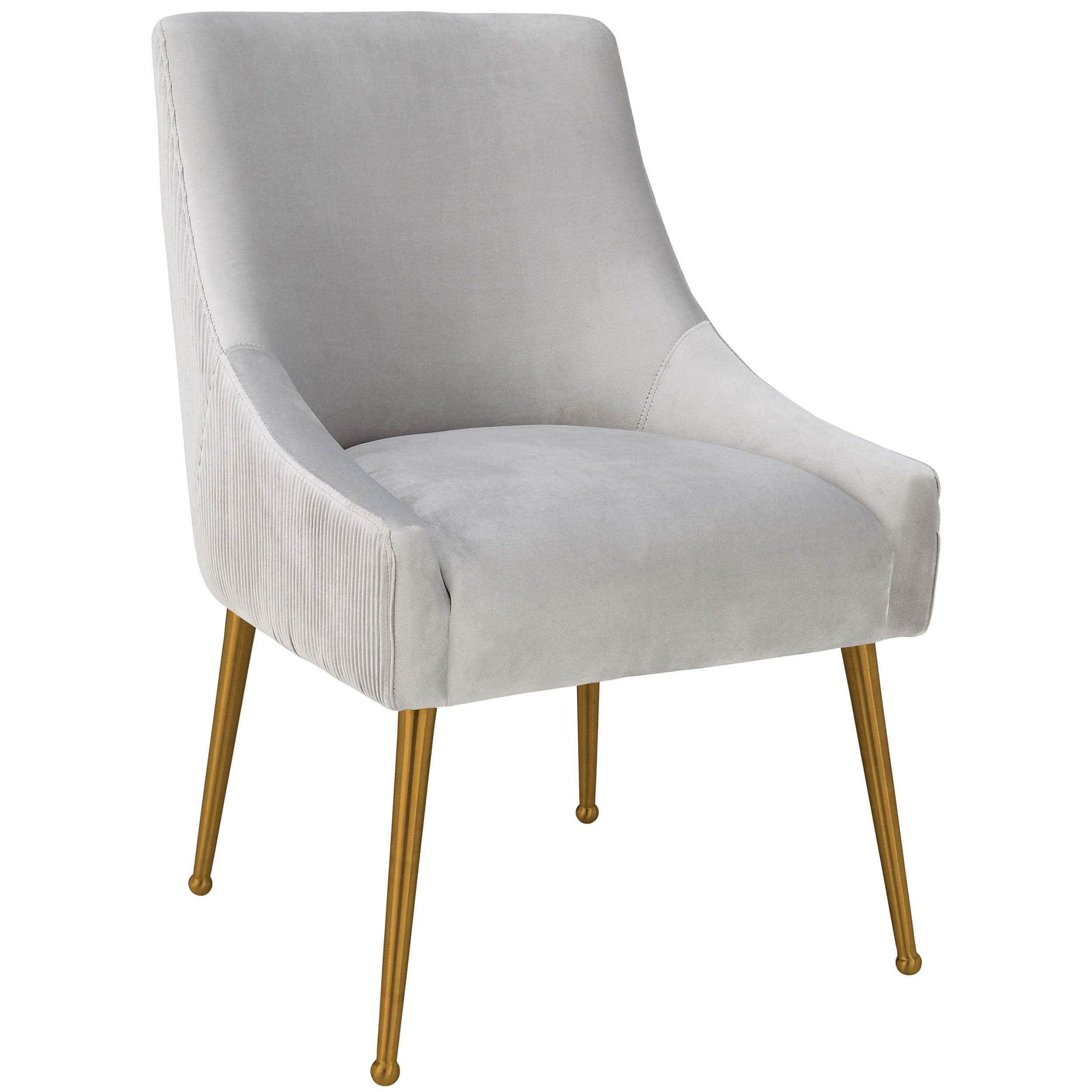 Image of Beatrix Pleated Chair, Light Grey/Brushed Gold Legs