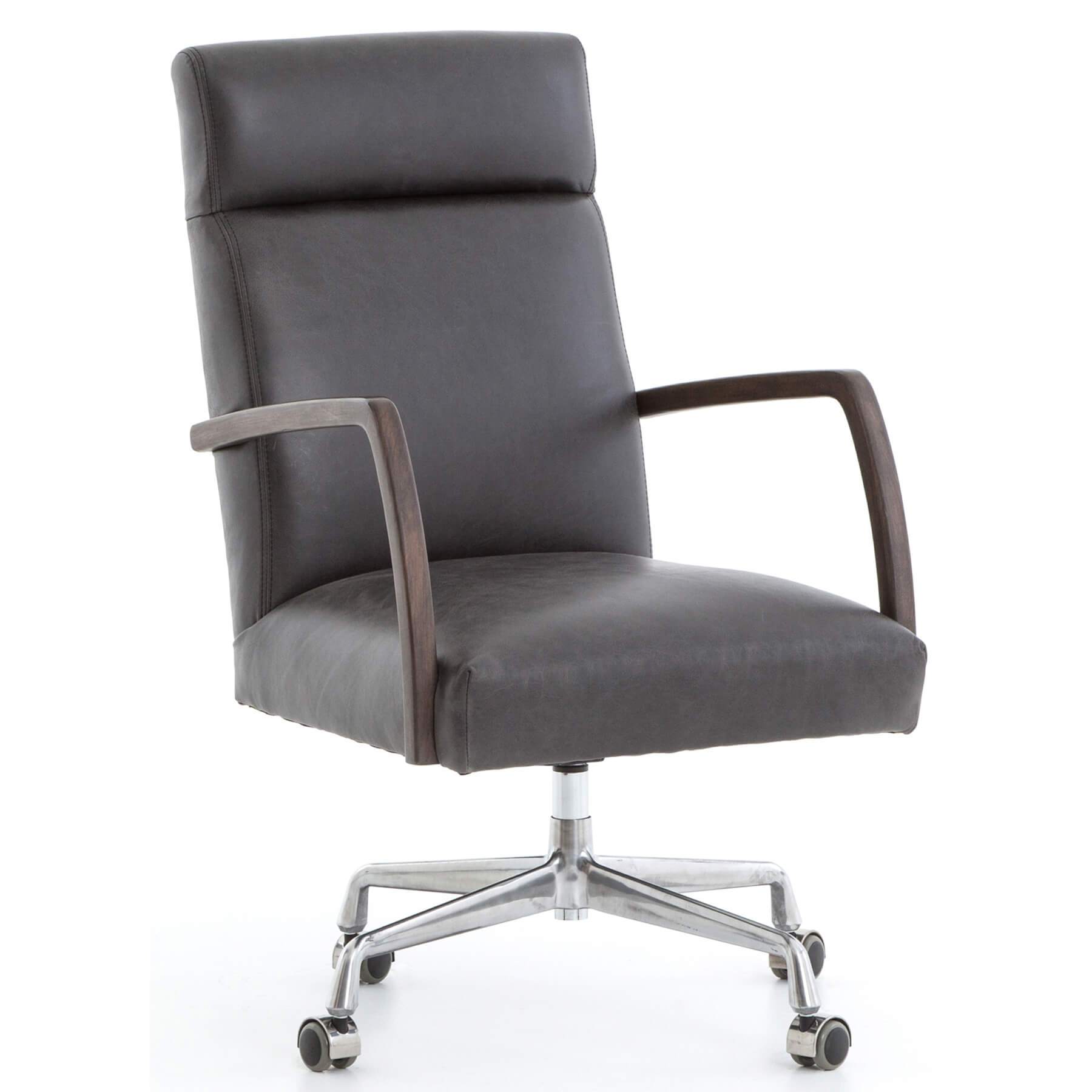 Image of Bryson Leather Desk Chair, Chaps Ebony