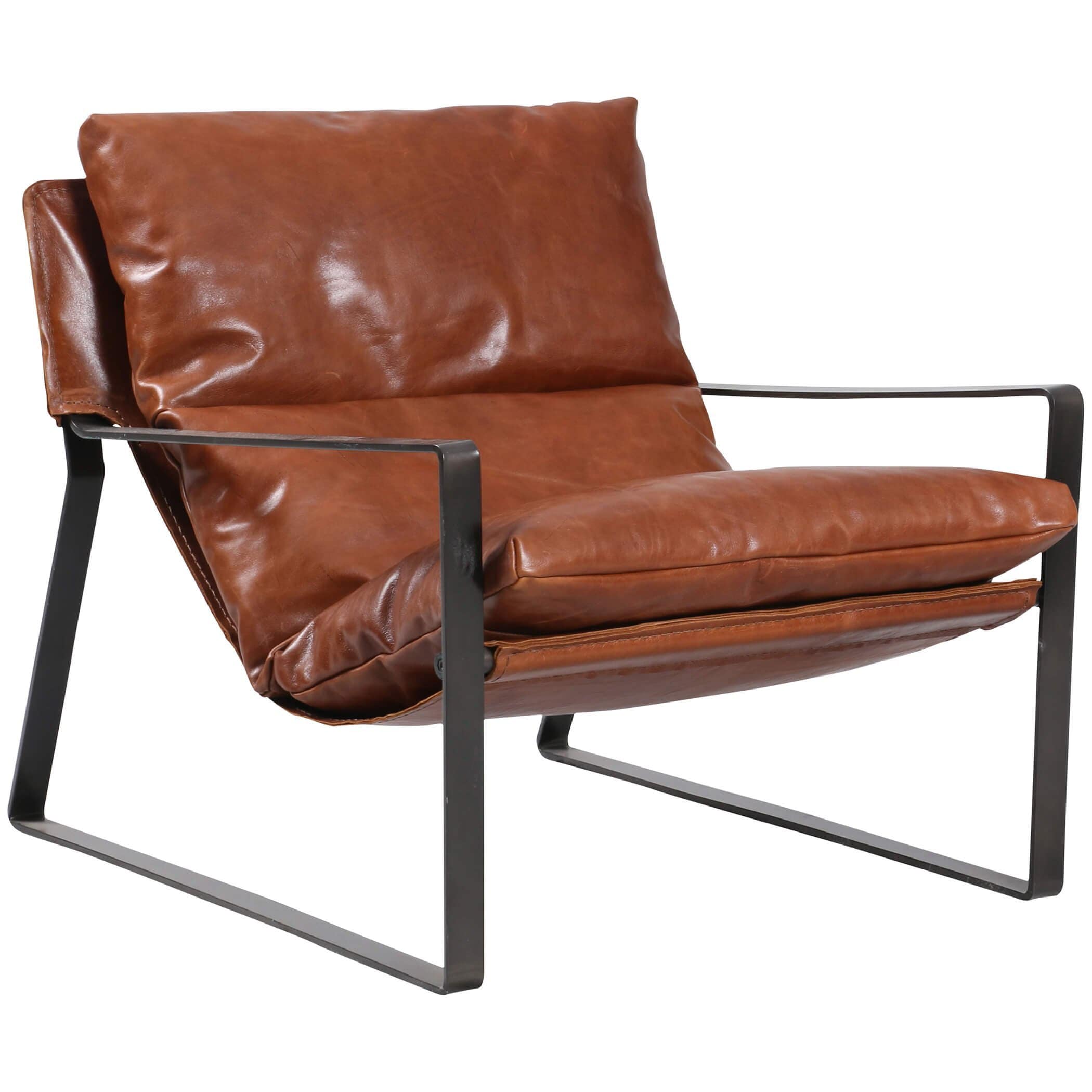 Image of Emmett Leather Sling Chair, Dakota Tobacco