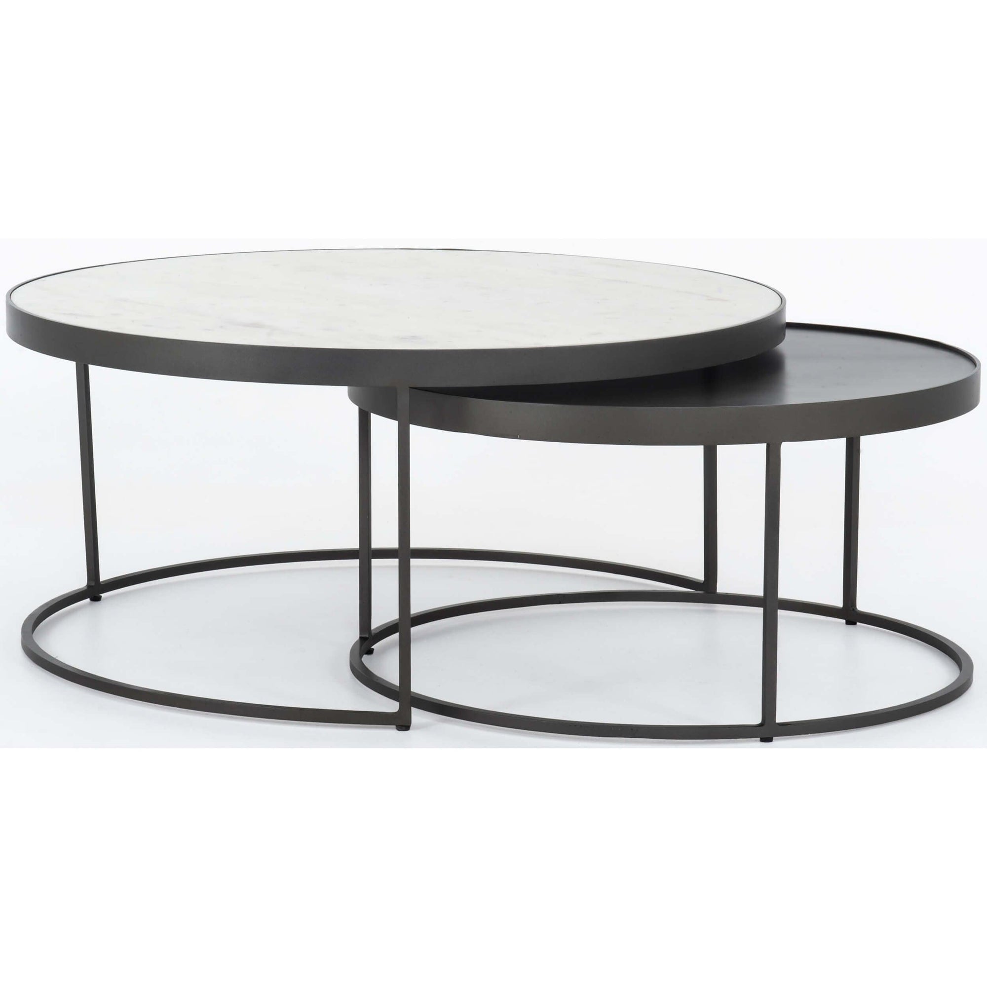 Litton Lane Set Of 3 Black Glass Round Nesting Side Tables With Gold Iron Legs Ebay